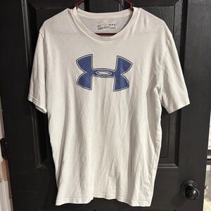 Under Armour White Short Sleeve Tee with Blue Logo Accent